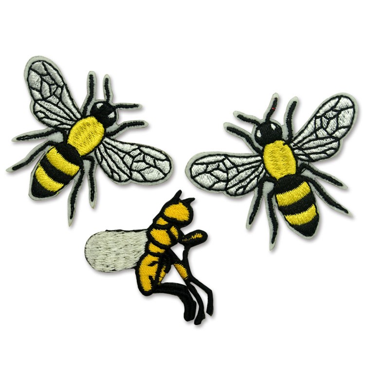 新款動物貼布繡卡通可愛蜜蜂魔術自粘貼可定制批發(fā)